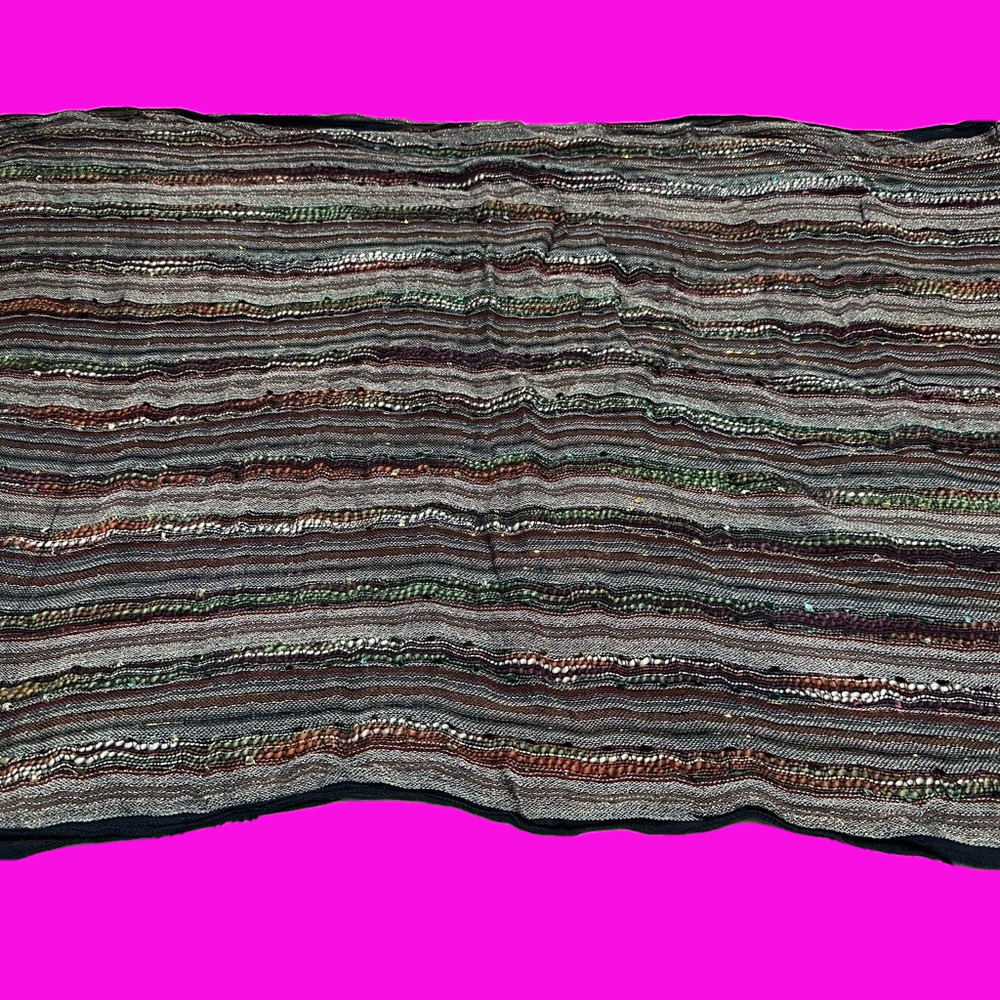 Ladies blue/multi/metallic copper infinity scarf. Length 66, width 22 3/4. - Picture 1 of 6